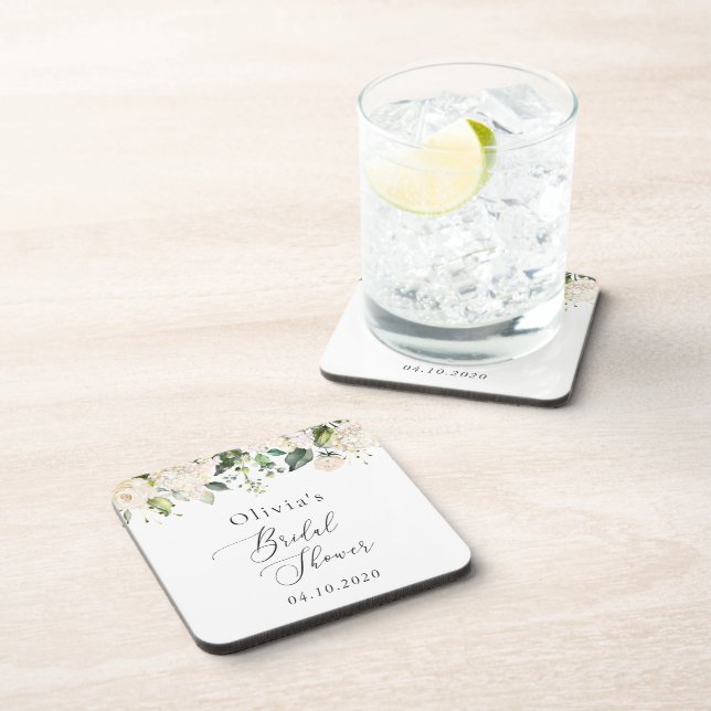 Weiße Blume, Creme-Blume, Boho, Brautparty Getränkeuntersetzer (Rechte Seite)