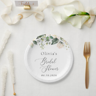 Weiße Blume, Creme-Blume, Boho, Brautparty Pappteller