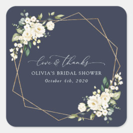 Weiße Blume, Creme-Blume, Boho, Brautparty Quadratischer Aufkleber