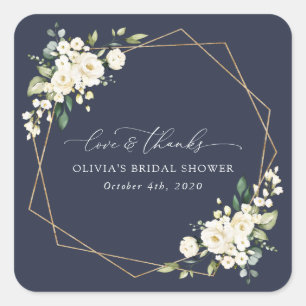 Weiße Blume, Creme-Blume, Boho, Brautparty Quadratischer Aufkleber