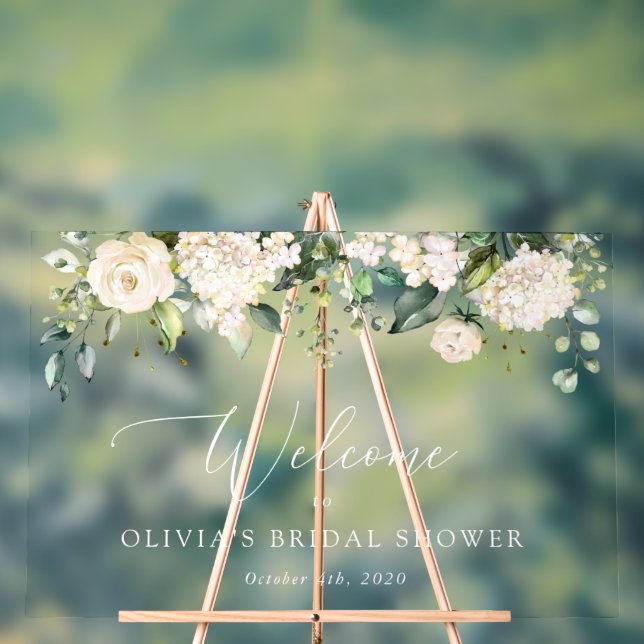 Weiße Blume, Creme-Blume, Boho, Bridal Empfang Acrylschild (Neutral)