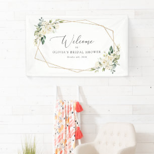 Weiße Blume, Creme-Blume, Boho, Bridal Empfang Banner