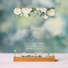 Weiße Blume, Creme Blume, Boho, Mimosa Bar Acrylschild