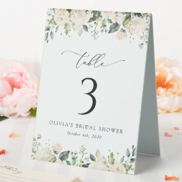 Weiße Blume, Creme-Blume, Boho, Tischnummern Tischaufsteller
