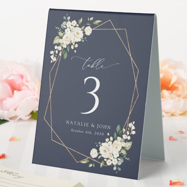 Weiße Blume, Creme-Blume, Boho, Tischnummern Tischaufsteller (In Situ (Hochzeit))