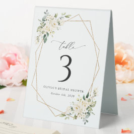 Weiße Blume, Creme-Blume, Boho, Tischnummern Tischaufsteller