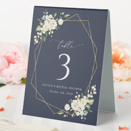 Weiße Blume, Creme-Blume, Boho, Tischnummern Tischaufsteller