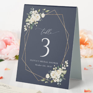 Weiße Blume, Creme-Blume, Boho, Tischnummern Tischaufsteller
