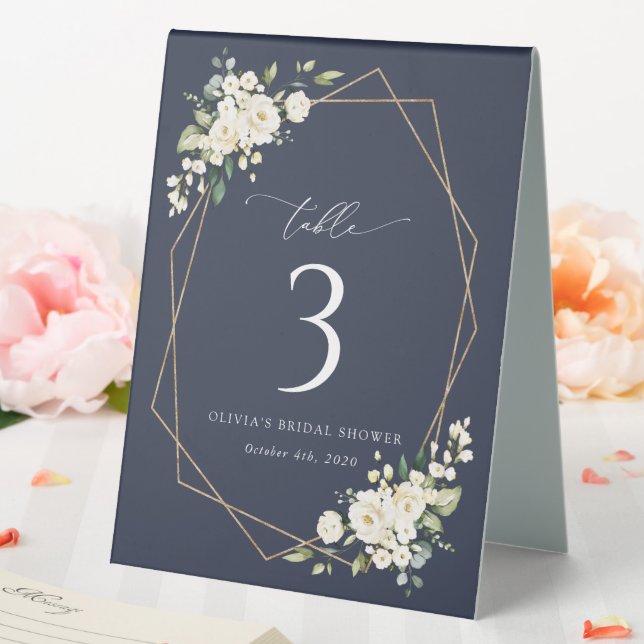 Weiße Blume, Creme-Blume, Boho, Tischnummern Tischaufsteller (In Situ (Hochzeit))
