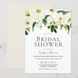 Weiße Blume & Creme Elegantes Brautparty Einladung
