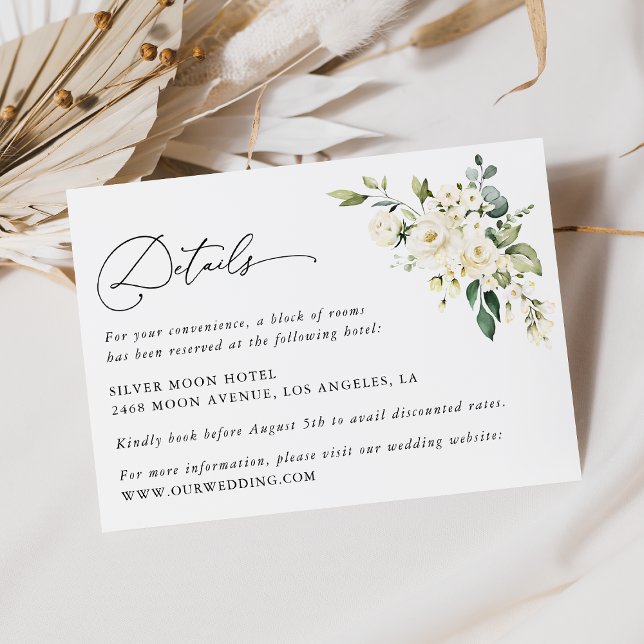 Weiße Blume, cremige Blume, Angaben zur Hochzeit Begleitkarte (Von Creator hochgeladen)