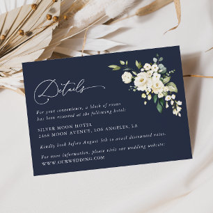 Weiße Blume, cremige Blume, Angaben zur Hochzeit Begleitkarte