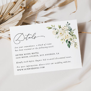 Weiße Blume, cremige Blume, Angaben zur Hochzeit Begleitkarte