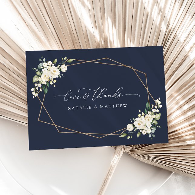 Weiße Blume, cremige Blume, Grünpflanzen, Hochzeit Dankeskarte (Von Creator hochgeladen)