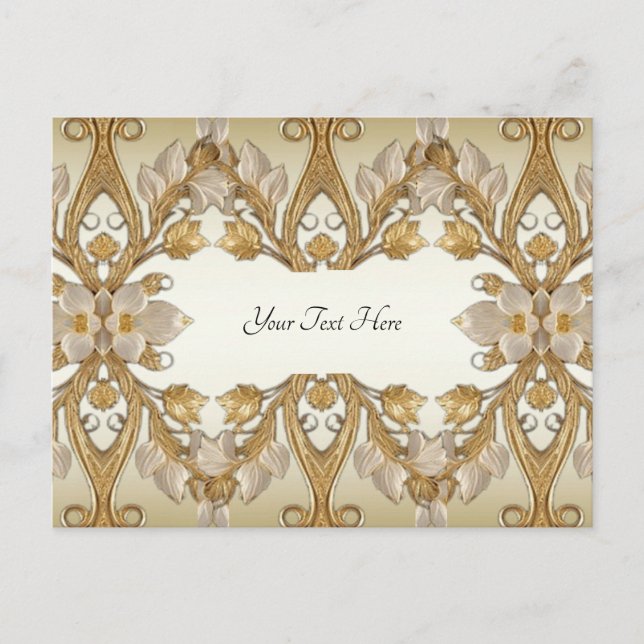 Weiße Blume Decorative Gold Postkarte (Vorderseite)