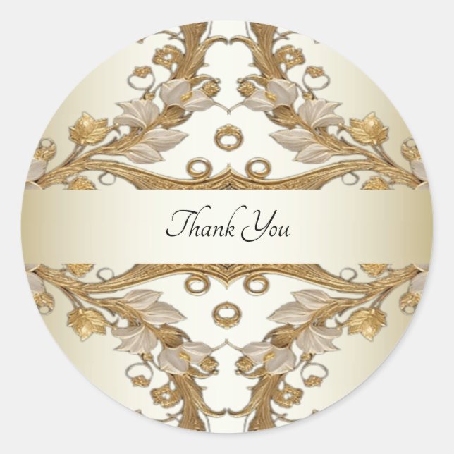 Weiße Blume Decorative Gold Siegel Aufkleber (Vorderseite)
