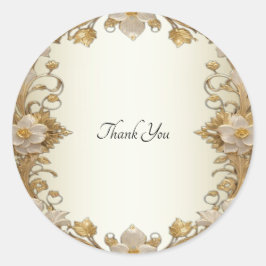 Weiße Blume Decorative Gold Siegel Aufkleber