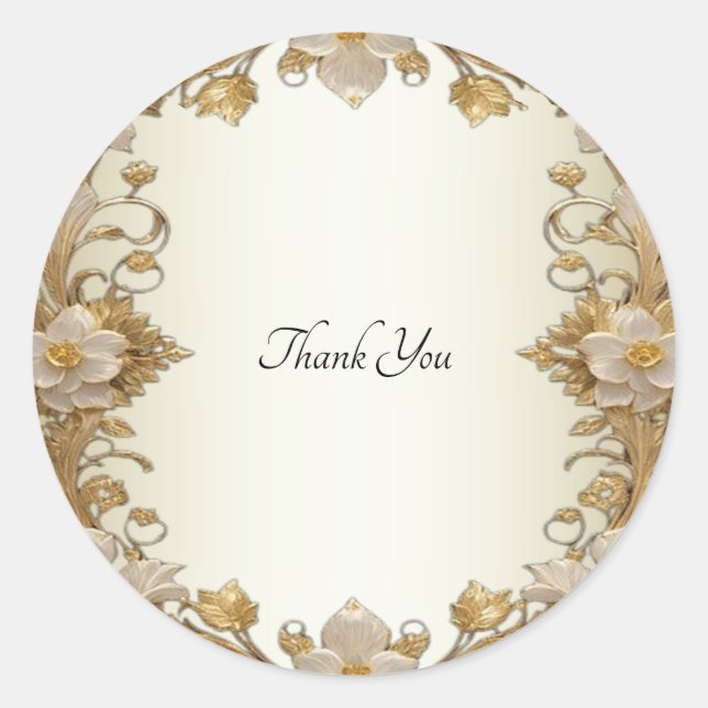 Weiße Blume Decorative Gold Siegel Aufkleber (Vorderseite)