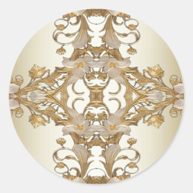 Weiße Blume Decorative Gold Siegel Aufkleber (Vorderseite)
