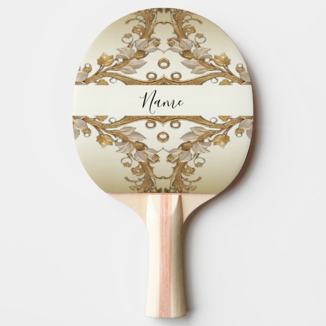 Weiße Blume Dekorative Goldschmiedepaddel Tischtennis Schläger (Vorderseite)