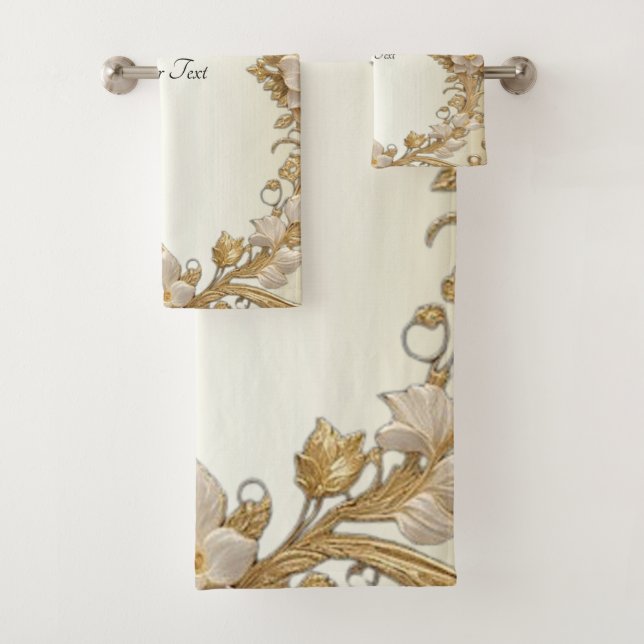 Weiße Blume Dekoratives Gold Handtuch Set (Insitu)
