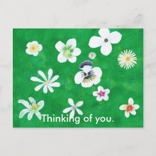 Weiße Blume denken Sie an Postkarten