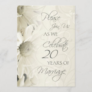 Weiße Blume Einladungen zum 20. Hochzeitstag