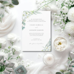 Weiße Blume & elegante Grüne Hochzeit mit UAWG Einladung