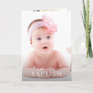 Weiße Blume Girl Foto Taufe Christening Einladung