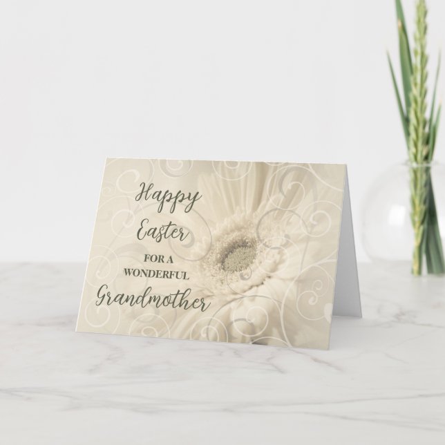 Weiße Blume Großmutter Happy Oaster Feiertagskarte (Vorderseite)