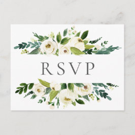 Weiße Blume & Grüne Hochzeit RSVP Postkarten