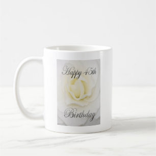 Weiße Blume Happy 45. Geburtstag Tasse