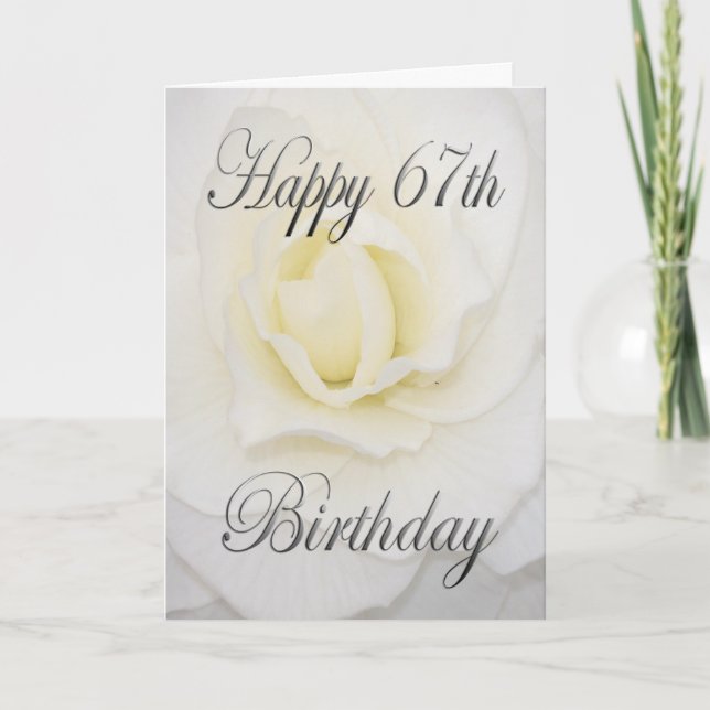 Weiße Blume Happy 67. Geburtstag Karte (Vorderseite)