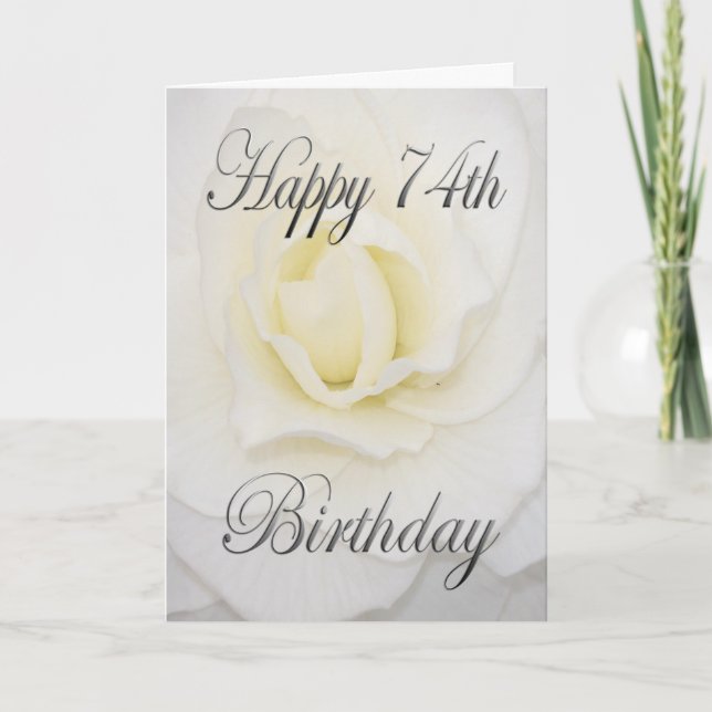 Weiße Blume Happy 74. Geburtstag Karte (Vorderseite)
