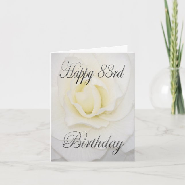 Weiße Blume Happy 83. Geburtstag Karte (Vorderseite)