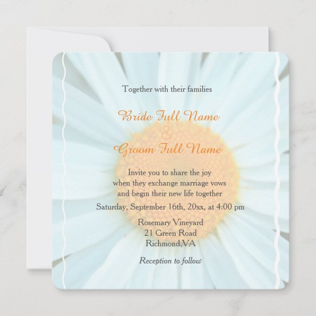 Weiße Blume Hochzeitseinladungen. Einladung (Vorderseite)