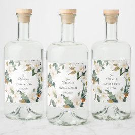 Weiße Blume Hochzeitsflasche Alkoholflaschenetikett