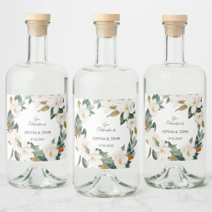 Weiße Blume Hochzeitsflasche Alkoholflaschenetikett