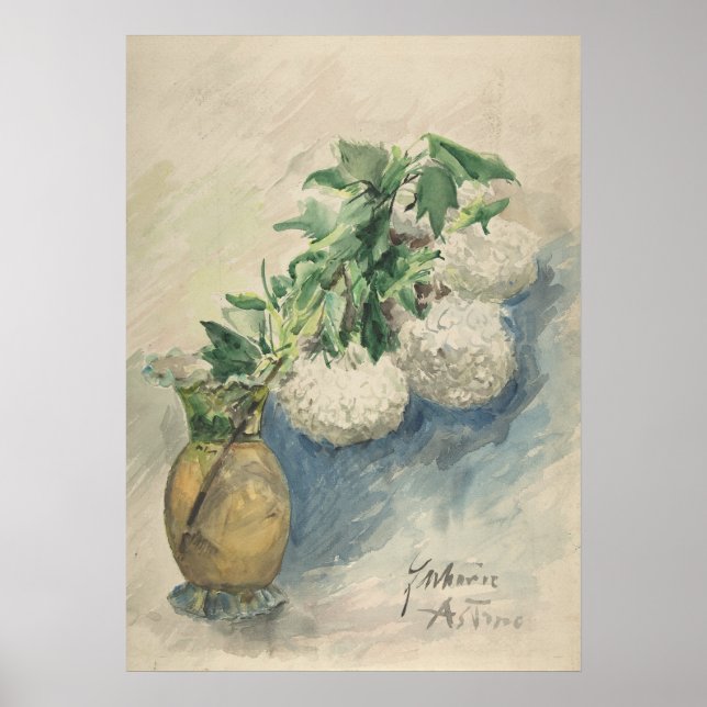 Weiße Blume in einer Vase von Zacharie Astruc Poster (Vorne)