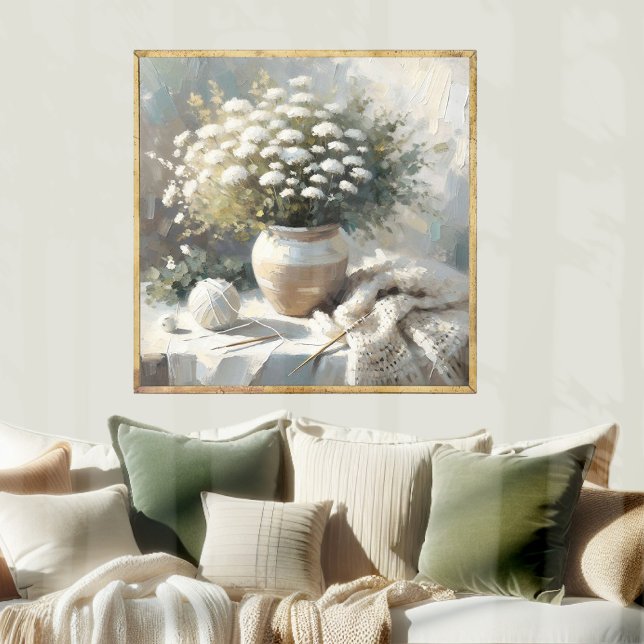 Weiße Blume in Vase & Knittern Poster (Von Creator hochgeladen)