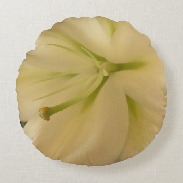 Weiße Blume Kissen, weiblich Rundes Kissen (Vorderseite)