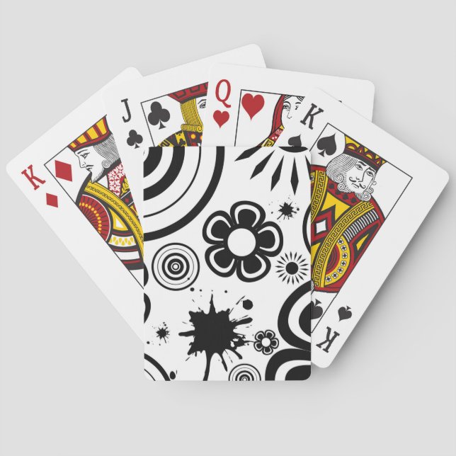 Weiße Blume, Kreise, Spritzer Spielkarten (Rückseite)