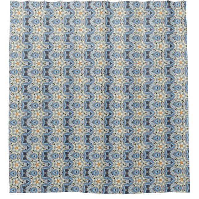 weiße Blume mit blau Duschvorhang (Vorderseite)