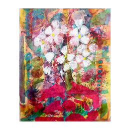 Weiße Blume mit rosa Töpfen Akrylkan Kunst