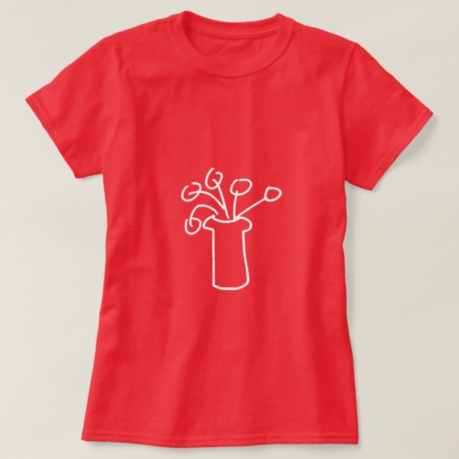 Weiße Blume Moderne Kontur T-Shirt (Design vorne)
