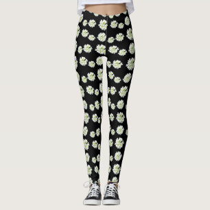 Weiße Blume Muster Kust. Legierung Leggings