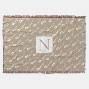 Weiße Blume Muster und Monogramm rustikal Decke