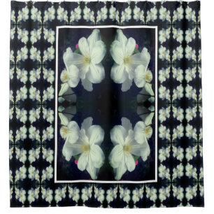 Weiße Blume Pair Abstraktes Blumenmuster Duschvorhang