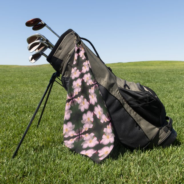 Weiße Blume Pair Abstraktes Blumenmuster Golfhandtuch (Gras)