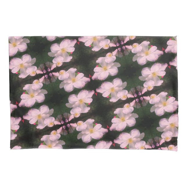 Weiße Blume Pair Abstraktes Blumenmuster Kissenbezug (Vorderseite)